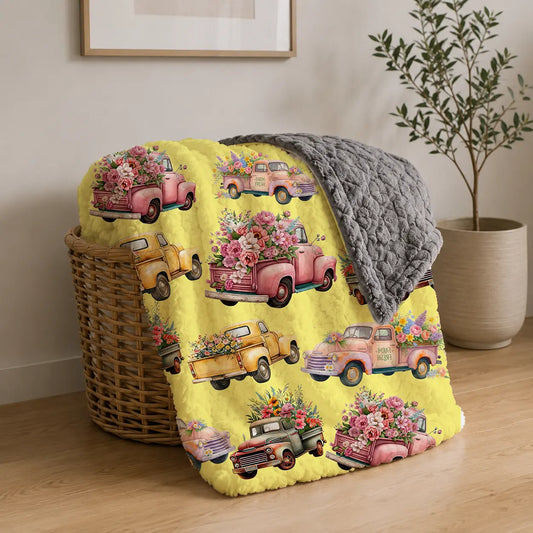 Pluchen Deken Boerentruck & Veldbloemen – Zachte Fleece