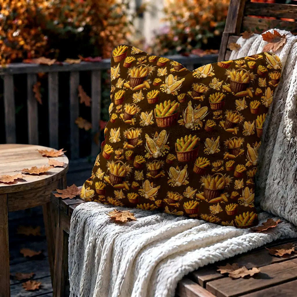 Decoratief Kussen Maïs – Olijfbruine Achtergrond