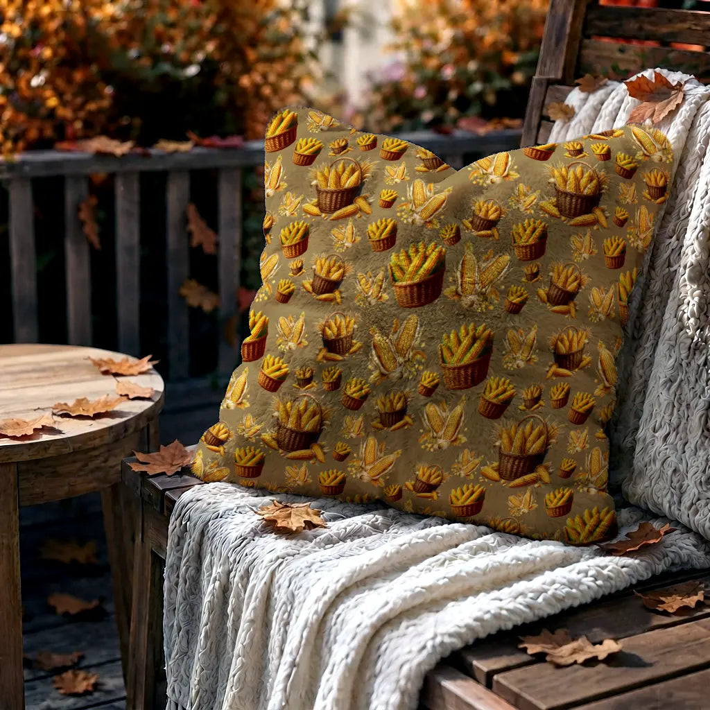 Decoratief Kussen Maïs – Goudzandkleurige Achtergrond