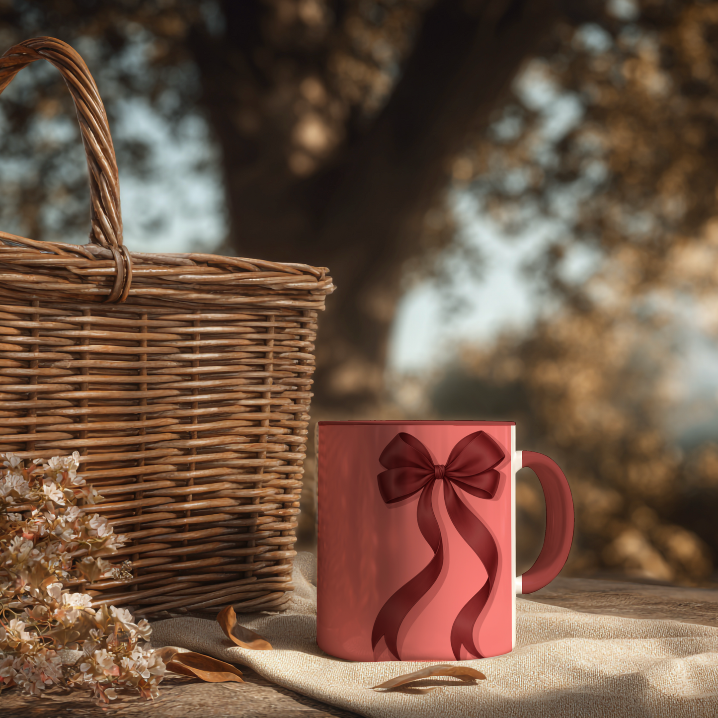 Roze Strikjes – Keramische Mok met Roze Handvat