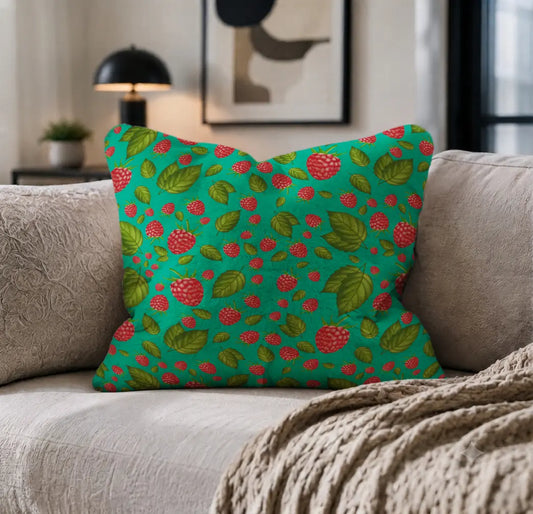 Decoratief Kussen Frambozen – Turquoise Print