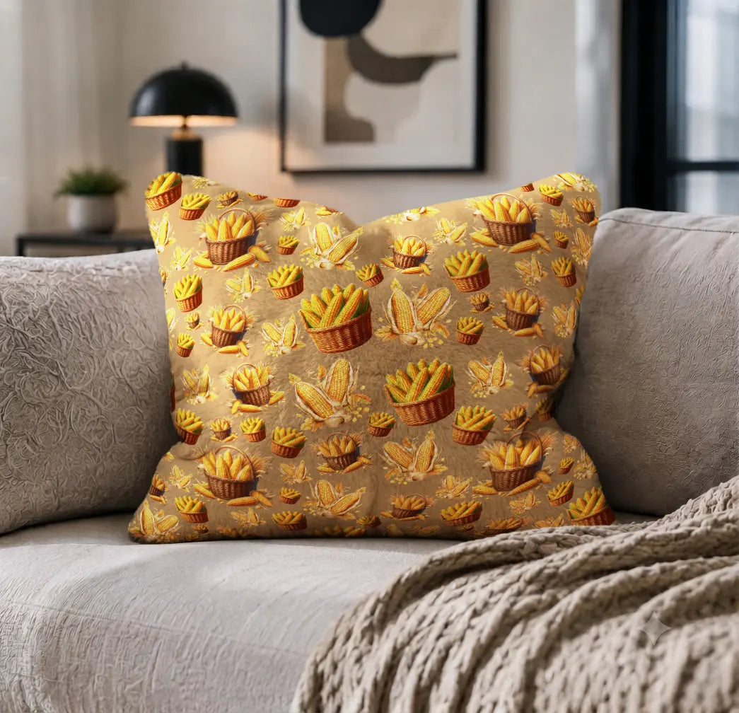 Decoratief Kussen Maïs – Goudzandkleurige Achtergrond