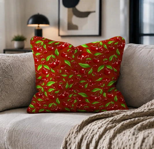 Decoratief Kussen Kersen – Kersrode Print