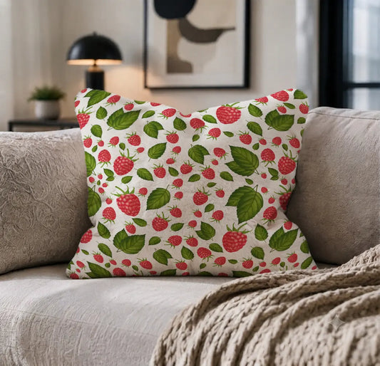 Decoratief Kussen Frambozen – Witte Print