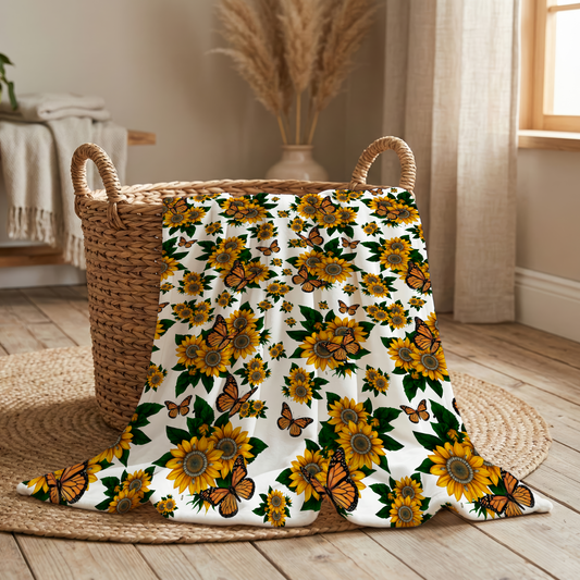 Zonnebloemen & Vlinders – Pluchen Deken