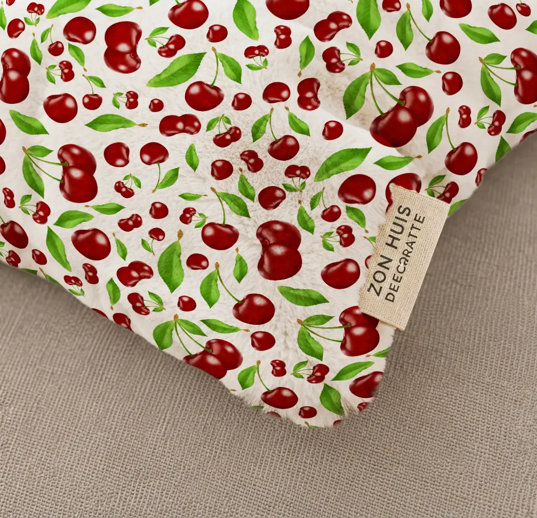 Decorative Cushion Cherries – White Print