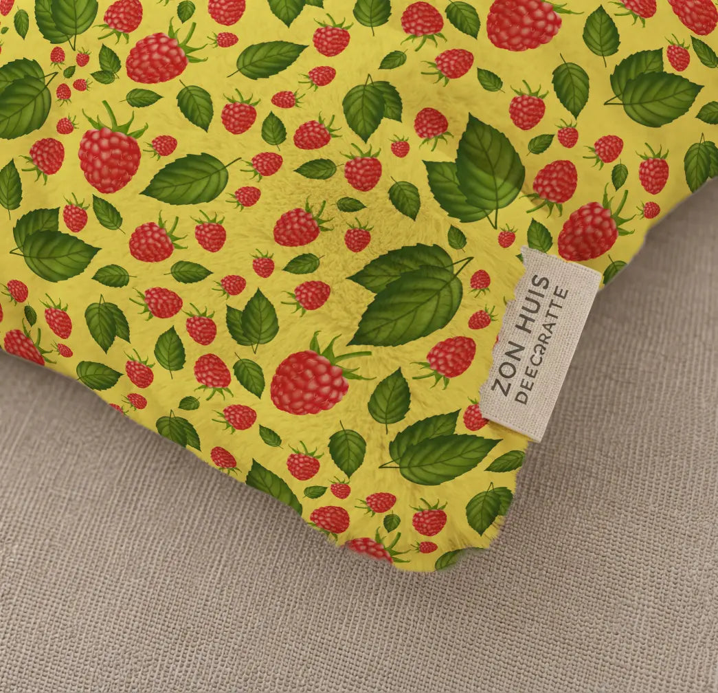 Decoratief Kussen Frambozen – Gele Print