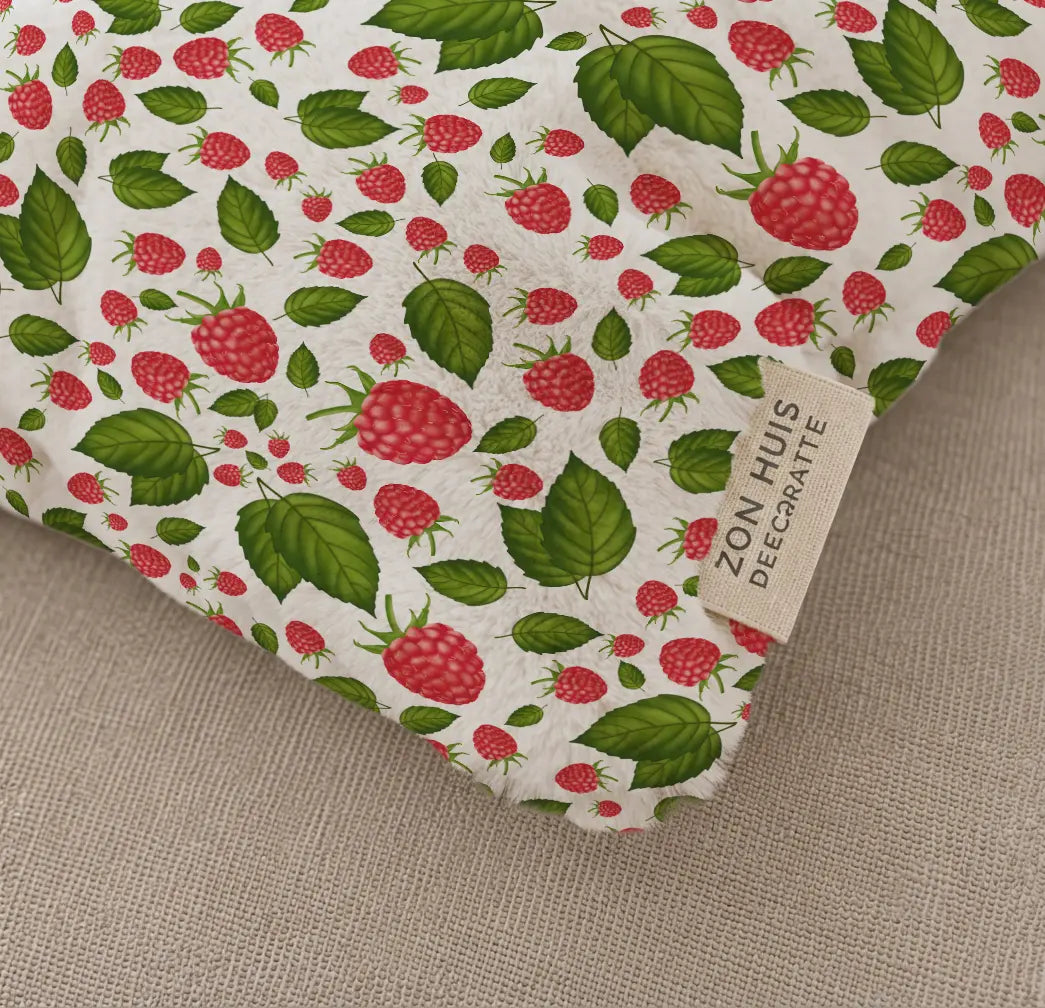 Decoratief Kussen Frambozen – Witte Print