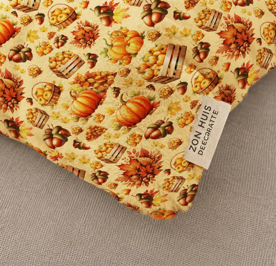 Decorative Cushion Pumpkins & Autumn Harvest – Peach Background