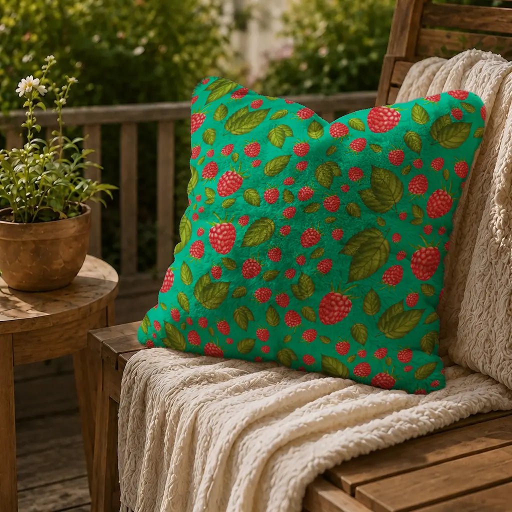 Decoratief Kussen Frambozen – Turquoise Print