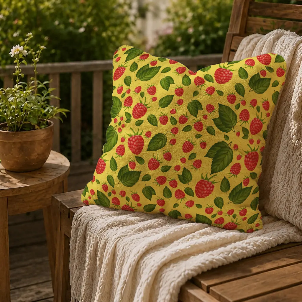 Decoratief Kussen Frambozen – Gele Print