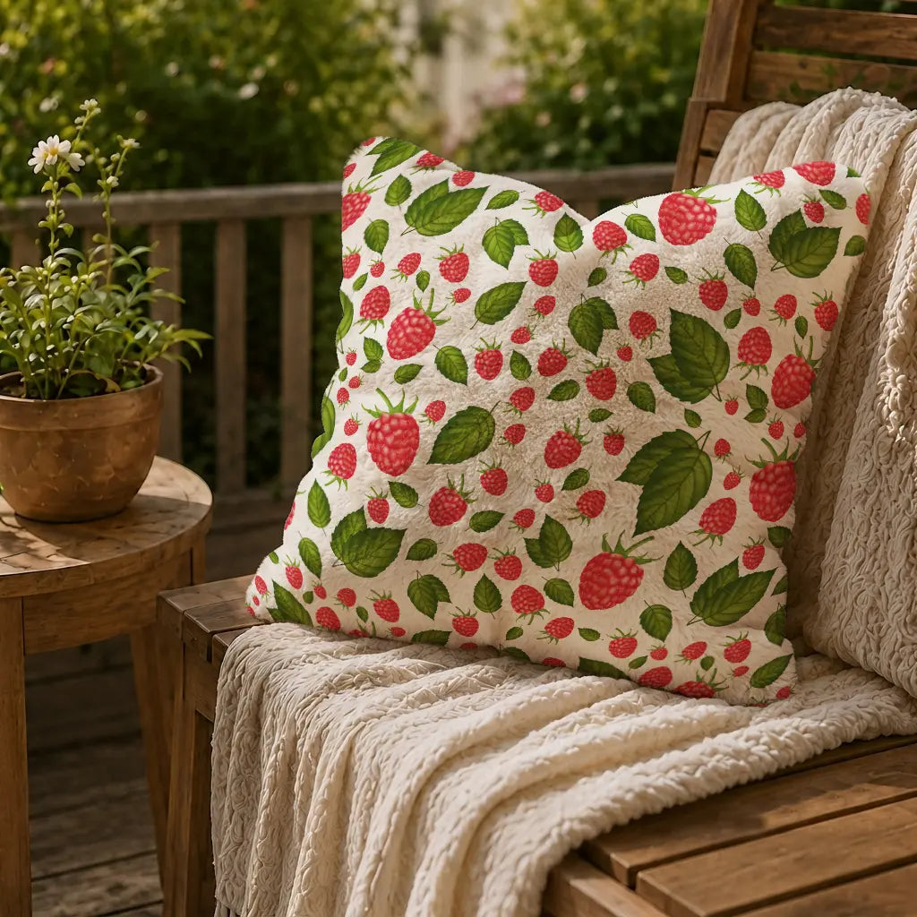 Decoratief Kussen Frambozen – Witte Print