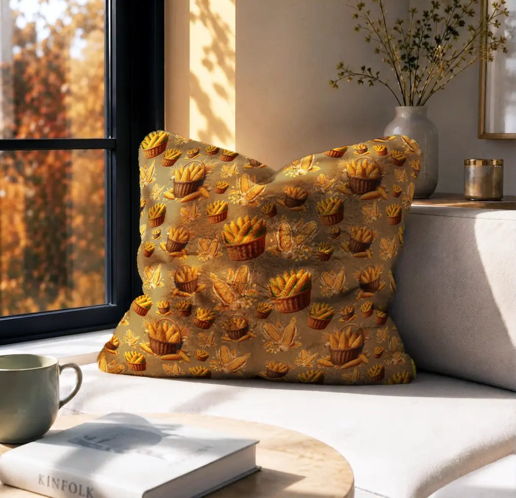 Decoratief Kussen Maïs – Goudzandkleurige Achtergrond