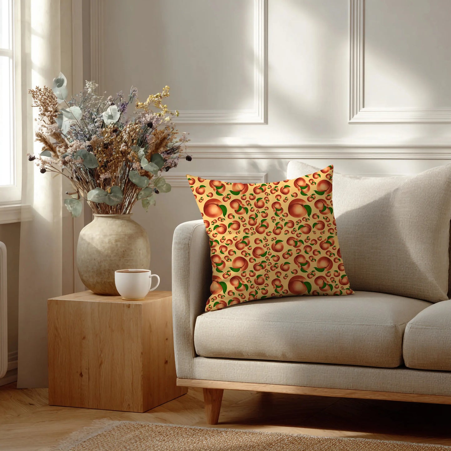 Decoratief Kussen Perziken – Perzikenkleurige Print 30x30 cm