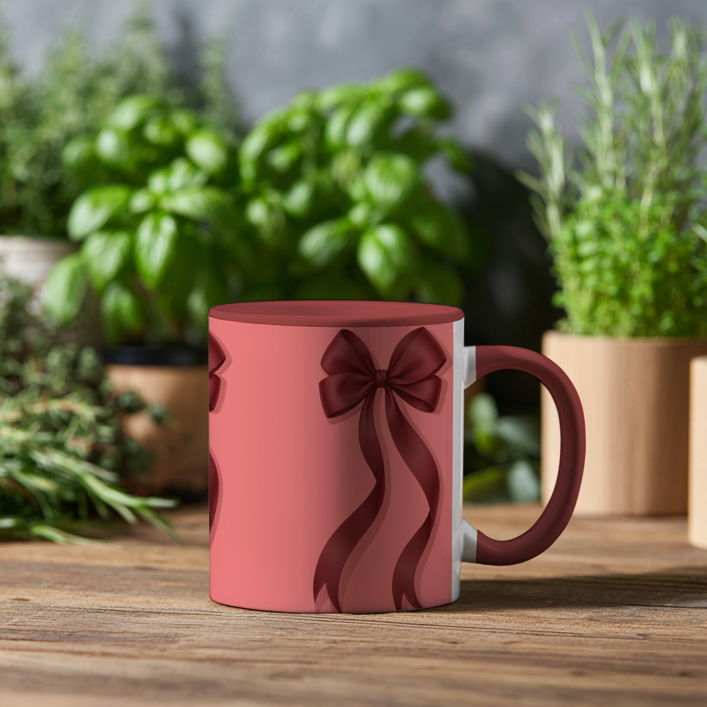 Roze Strikjes – Keramische Mok met Roze Handvat